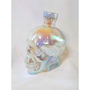 Skull Vodka Shape Iridescent Glass Decanter 26.5oz Skull Bank / Liquor Bottle